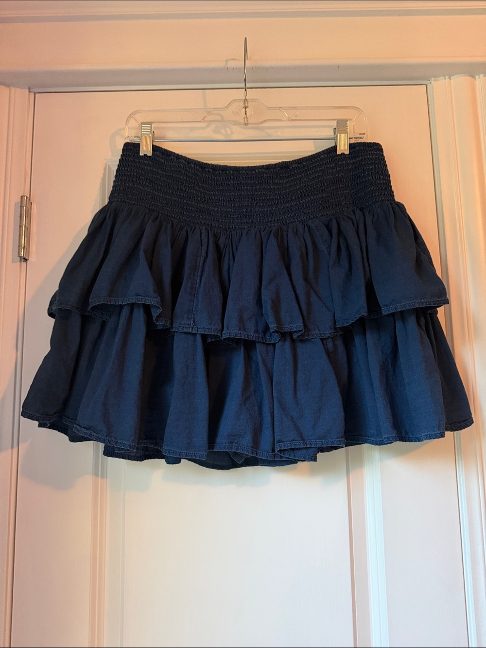 American Eagle Tiered Navy Blue Smocked Waist Skirt